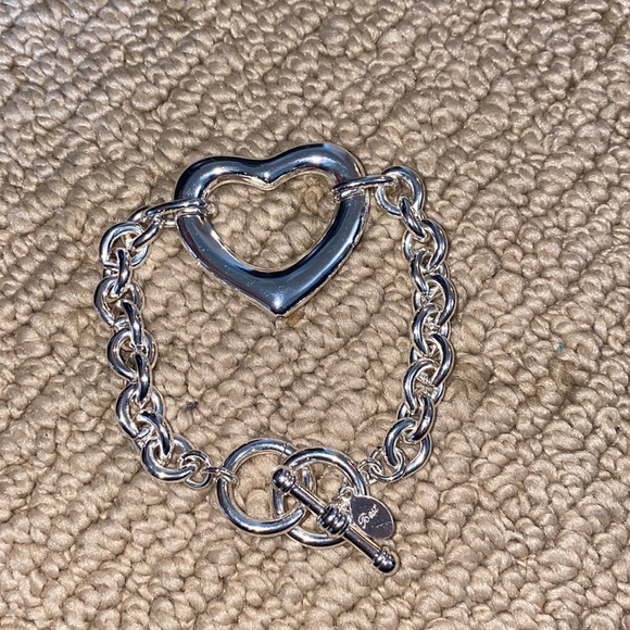 open heart chain silver bracelet with toggle clasp like new. - Picture 13 of 16